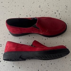 Mephisto Women’s Cool Air Breathable Red Suede Leather Loafers Slip-On Size 7.5